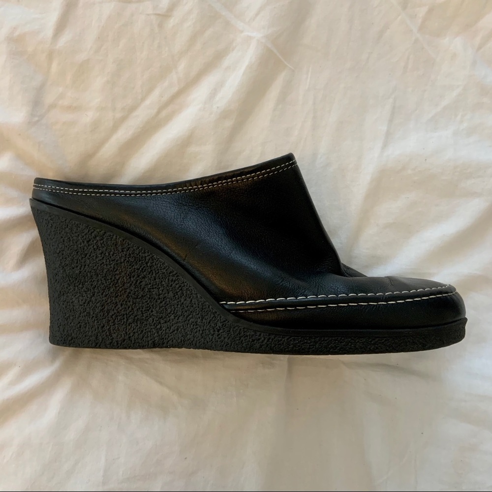 Via Spiga Leather Wedged Mules